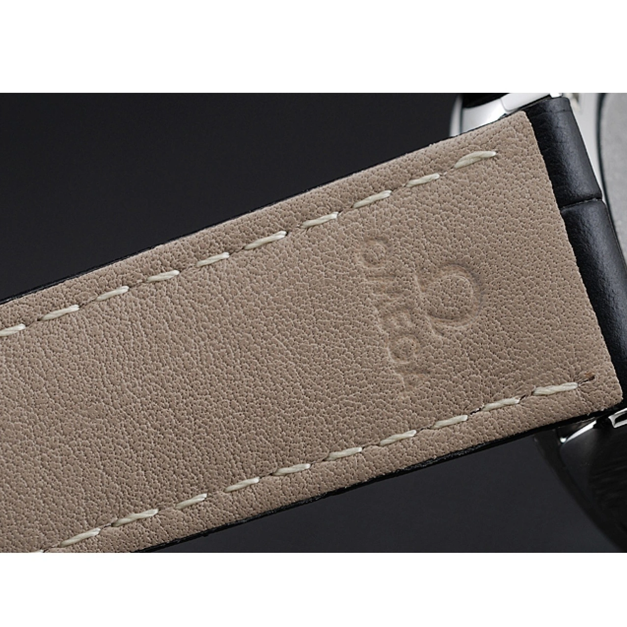 1029 Omega DeVille Prestige Black Dial Silver Diamond Case Black Leather Bracelet 1454120